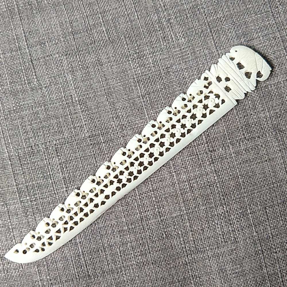 Carved Bone Elephant Letter Opener Fancy 5.5"